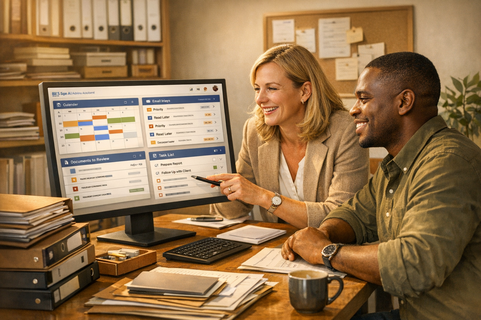 AI admin assistants for repetitive coordination work. visual workflow