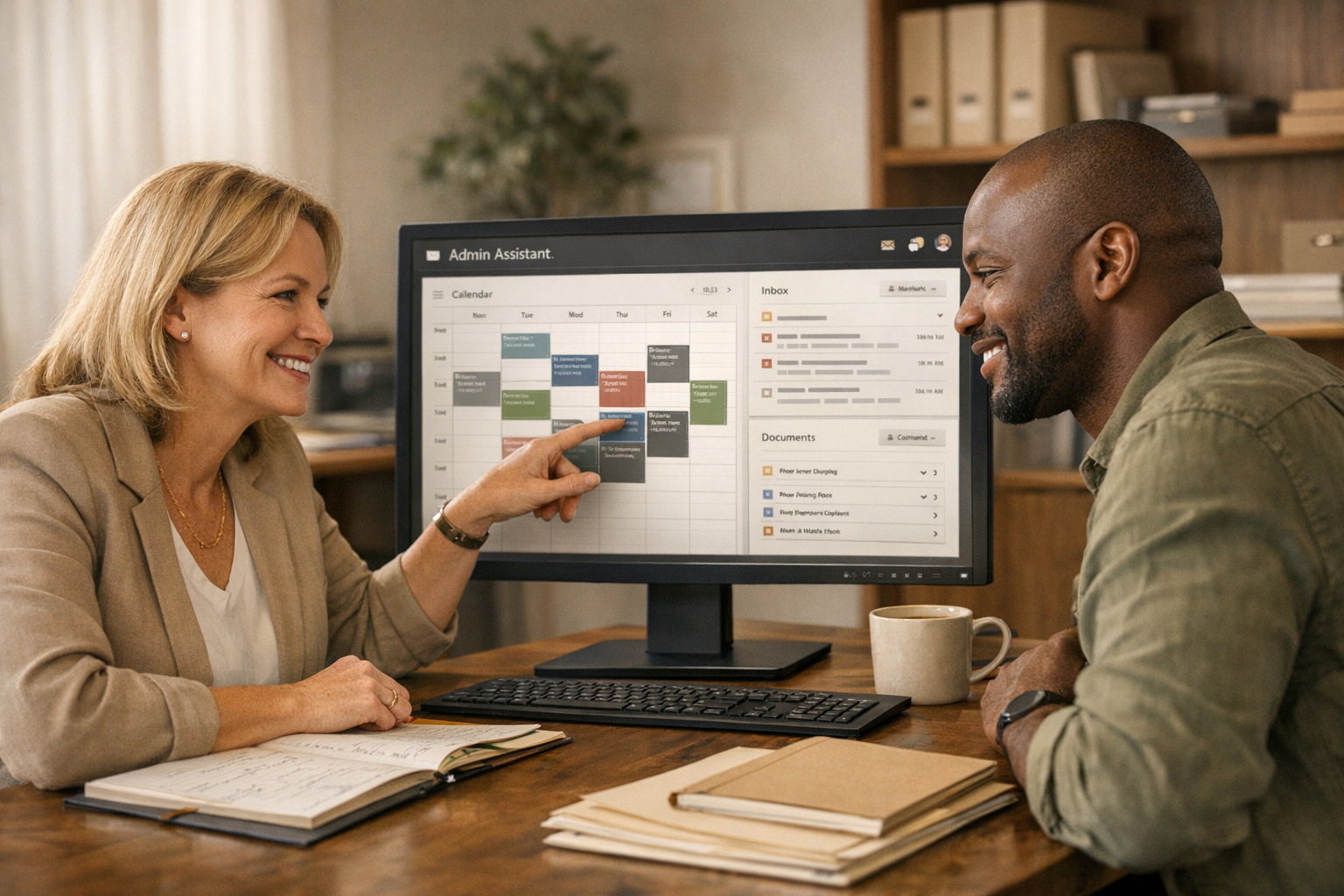AI admin assistants for repetitive coordination work. visual workflow